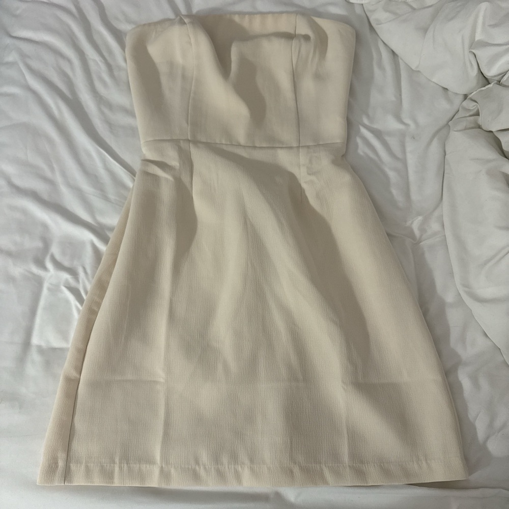 Strapless Cream Fit & Flare Dress